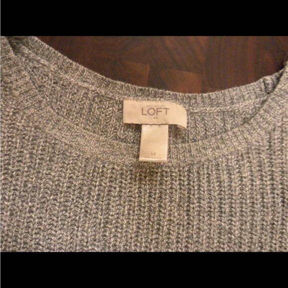 Loft  Grey sweater with lace hem-Sz M - Picture 4 of 6